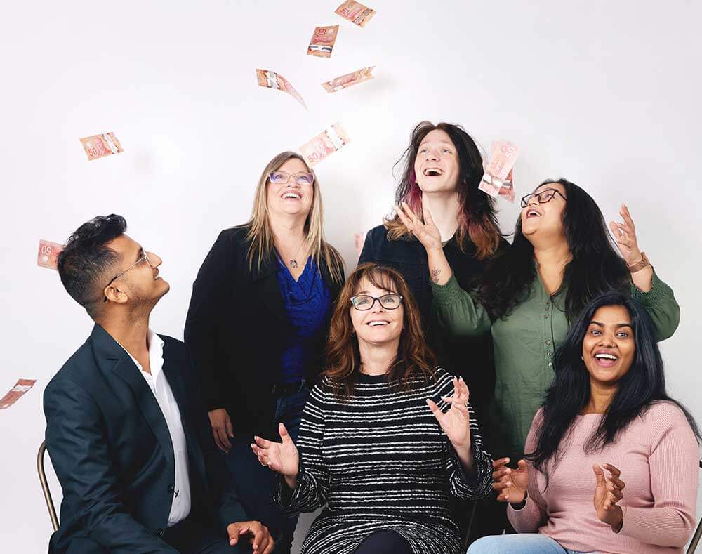 Money falling on the team